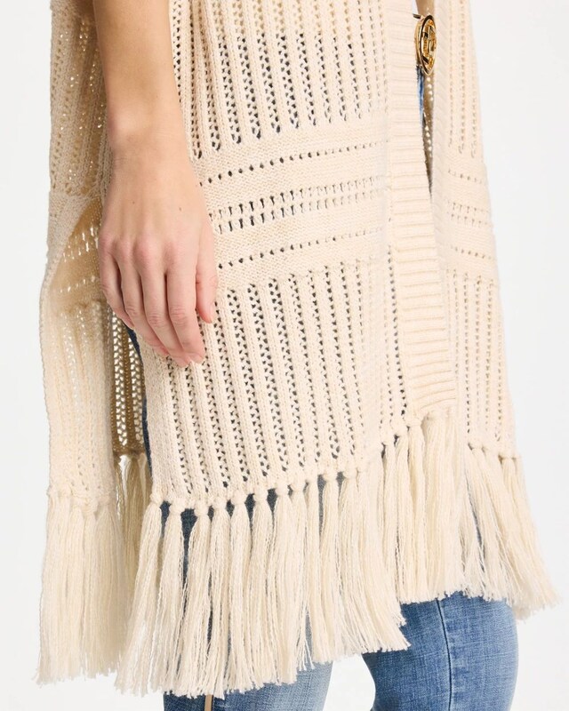 Long Knit Fringe Ruana - image 5